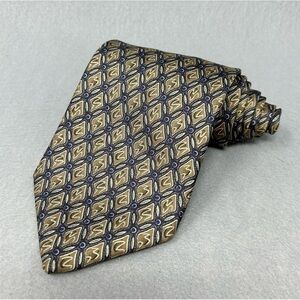 Vintage St Michael From Marks & Spencer Silk Light Brown And Blue Patterned Tie